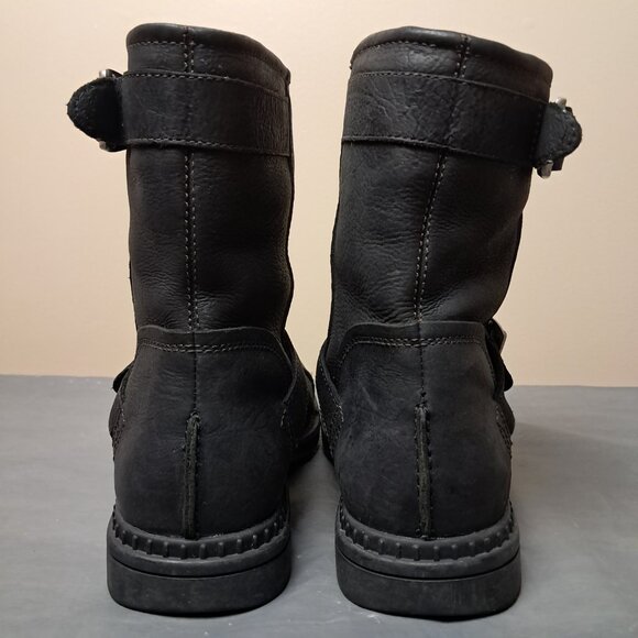UGG Rockville II Black Leather Moto Boots Sheepskin Lining 11 main image 9
